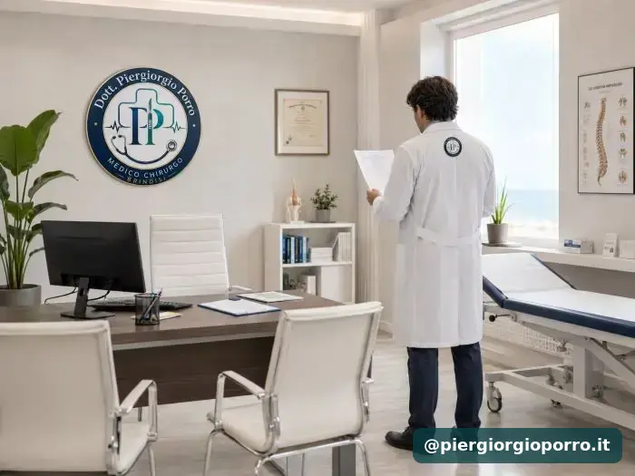 Studio medico del Dott. Piergiorgio Porro con logo alla parete